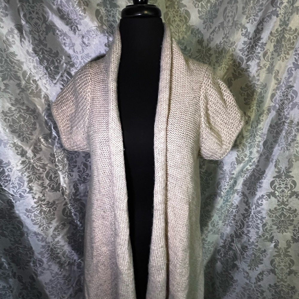 Michael Kors Cream Open-Front Short-sleeve Cardigan